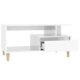 Mesa de centro madera contrachapada blanco brillo 90x49x45 cm