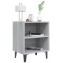 Mesita de noche con patas de metal gris Sonoma 40x30x50 cm