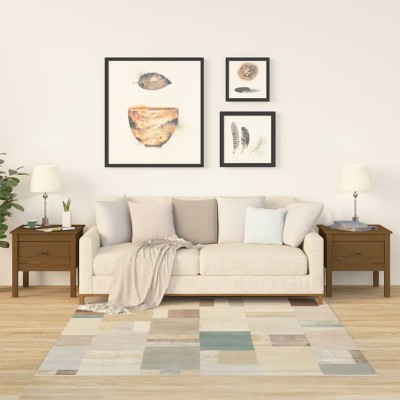 Mesa auxiliar 2 uds madera maciza pino marrón miel 50x50x49 cm