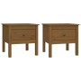Mesa auxiliar 2 uds madera maciza pino marrón miel 50x50x49 cm