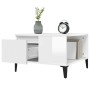 Mesa de centro madera contrachapada blanco brillo 55x55x36,5 cm