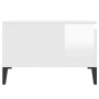 Mesa de centro madera contrachapada blanco brillo 55x55x36,5 cm