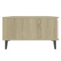 Mesa de centro madera contrachapada blanco y roble 90x60x35 cm