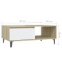 Mesa de centro madera contrachapada blanco y roble 90x60x35 cm