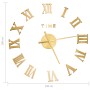 Reloj 3D de pared con diseño moderno dorado 100 cm XXL