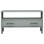 Mesa de centro patas metal OSLO madera maciza gris 85x50x45 cm