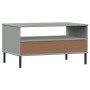 Mesa de centro patas metal OSLO madera maciza gris 85x50x45 cm