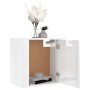 Mesita de noche de pared blanco brillante 50x30x47 cm