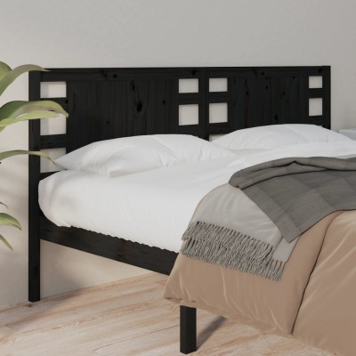 Cabecero de cama madera maciza de pino negro 146x4x100 cm