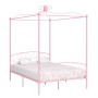 Estructura cama con dosel sin colchón metal rosa 140x200 cm