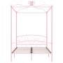 Estructura cama con dosel sin colchón metal rosa 140x200 cm