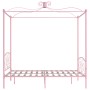 Estructura cama con dosel sin colchón metal rosa 140x200 cm