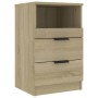 Mesita de noche 2 uds madera contrachapada color roble Sonoma