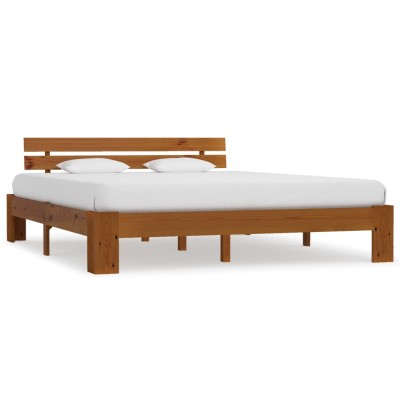 Estructura cama sin colchón madera pino marrón miel 180x200 cm
