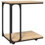 Mesa auxiliar con ruedas madera roble Sonoma 50x35x55,5 cm