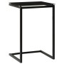 Mesa auxiliar de vidrio templado negro 40x40x60 cm