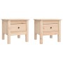 Mesa auxiliar 2 unidades de madera maciza de pino 40x40x39 cm