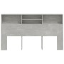 Mueble cabecero gris hormigón 180x19x103,5 cm