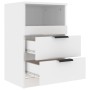 Mesita de noche 2 uds madera contrachapada blanco brillante