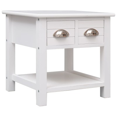 Mesa auxiliar madera de Paulownia blanco 40x40x40 cm