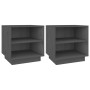 Mesitas de noche 2 uds madera maciza de pino gris 40x34x40 cm