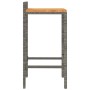 Taburetes altos 2 uds madera de acacia y ratán sintético gris