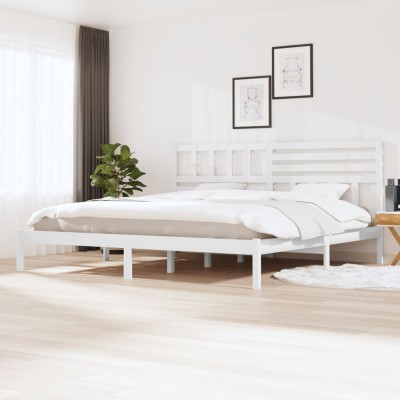 Cama sin colchón madera maciza de pino blanca 180x200 cm