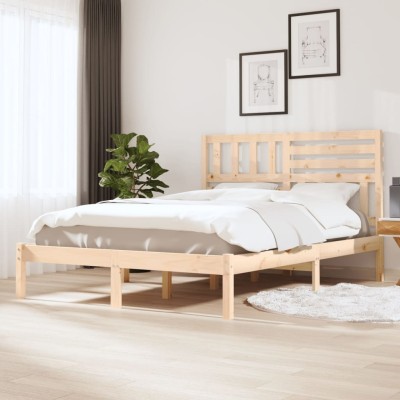 Estructura de cama sin colchón madera de pino maciza 120x200 cm