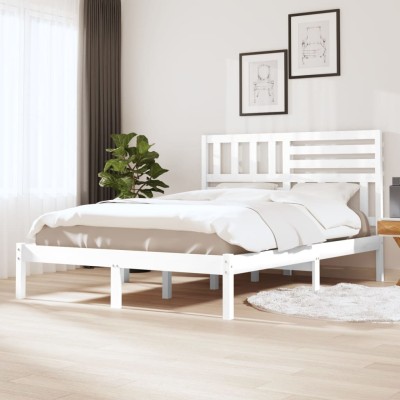 Estructura de cama sin colchón madera pino blanco 140x200 cm