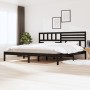 Estructura de cama sin colchón madera de pino negro 200x200 cm