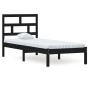 Estructura cama madera maciza individual negro 75x190 cm