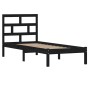 Estructura cama madera maciza individual negro 75x190 cm