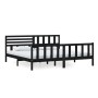 Estructura de cama de madera maciza negra 200x200 cm