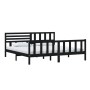 Estructura de cama de madera maciza negra 200x200 cm