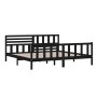 Estructura de cama de madera maciza negra 200x200 cm