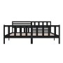 Estructura de cama de madera maciza negra 200x200 cm