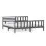 Estructura de cama de madera maciza gris 200x200 cm