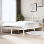 Estructura cama doble pequeña madera maciza blanco 120x190 cm