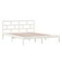 Estructura cama doble pequeña madera maciza blanco 120x190 cm