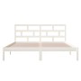 Estructura cama doble pequeña madera maciza blanco 120x190 cm