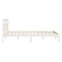 Estructura cama doble pequeña madera maciza blanco 120x190 cm