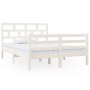 Estructura de cama doble de madera maciza blanco 135x190 cm