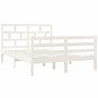 Estructura de cama doble de madera maciza blanco 135x190 cm