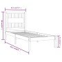 Estructura de cama de madera maciza de pino 90x200 cm