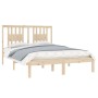 Estructura de cama doble pequeña sin colchón madera maciza