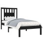 Estructura de cama individual pequeña sin colchón madera negro