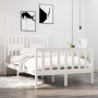 Estructura de cama doble pequeña madera maciza blanca 120x190cm