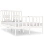 Estructura de cama doble pequeña madera maciza blanca 120x190cm