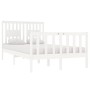 Estructura de cama doble pequeña madera maciza blanca 120x190cm