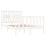 Estructura de cama doble pequeña madera maciza blanca 120x190cm